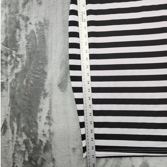 Finejo Dress Womens XL Black White Striped Off Shoulder Square Neck Bodycon - Picture 9 of 10